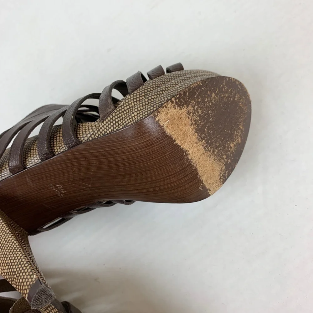 7 For All Mankind Caged Heeled Sandals Size 7.5 - Picture 6 of 8